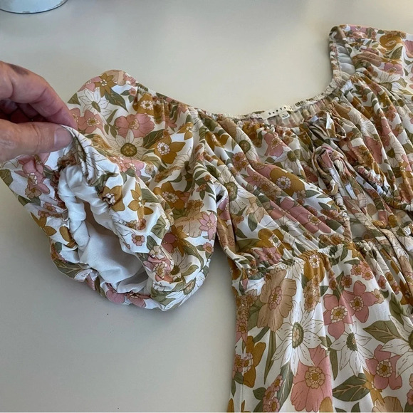 Baevely Mini Dress Everything And More Dress Multi Floral Keyhole Puff Sleeve - Picture 8 of 15